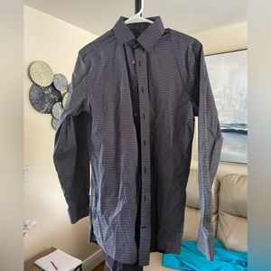 Black/Gray JF Men’s Slim Dress Shirt (M)